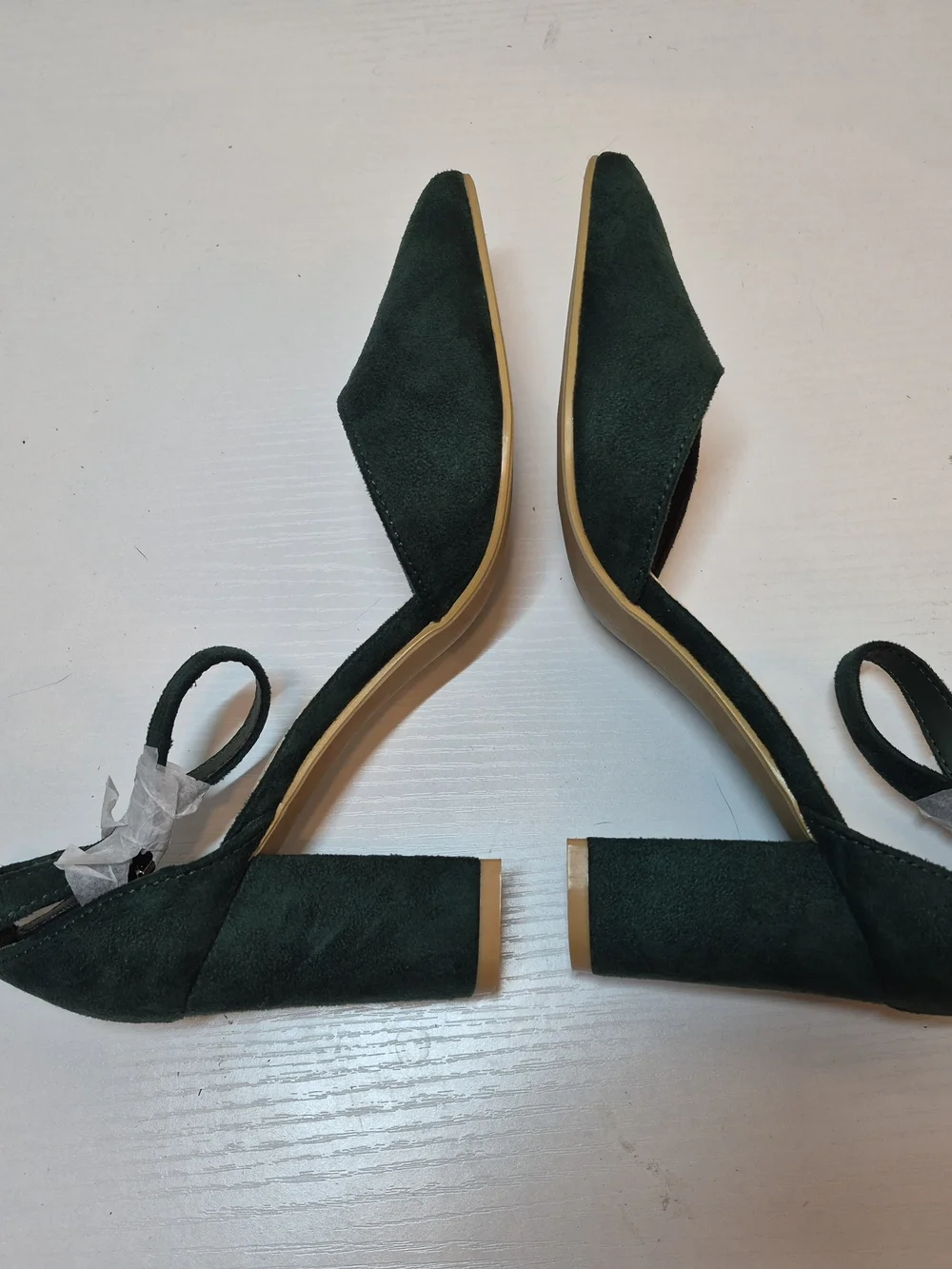 Women’s Pointed Block Heel Pumps in Dark Green